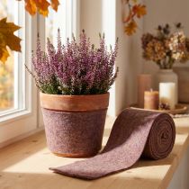 Artikel Tofarvet filtbånd af uldfilt, egnet som grydelapper, 100% uld, lilla/brun, 15 cm x 5 m