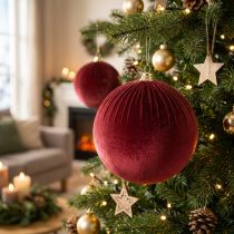 Artikel Stor rød fløjls juletræspynt til ophængning, 25 cm, 2 stk.