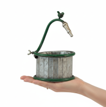 Artikel Metalplantekasse, regntønde, fugledesign, balkondekoration, Ø15,5 cm