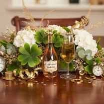 Artikel Juletræspyntsæt, champagneglas og champagneflaske, julepynt, 14 cm, 2 stk.