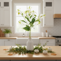 Artikel Kunstig Gloriosa-blomst, hvid og gul, elegant blomstrende gren til dekoration, 80 cm, 3 stk.