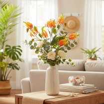 Artikel Kunstig Gloriosa orange blomst med lange stilke til vaser 80 cm 3 stk.