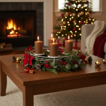 Artikel Rund adventskranslysholder til fire fyrfadslys eller lys, 35 cm