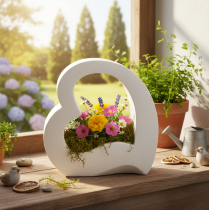 Artikel Hjerteformet dekoration til plantning og blomsterarrangementer, åbent design, moderne hjerteform, 19 cm