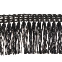 Artikel Sort frynset bånd 4 cm, kordonkant, dekorativ frynset lurex 25 m