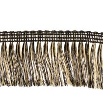 Artikel Sort og guld frynset kant 4 cm x 25 m - Ideel til kransdekoration, sørgebånd og vintage tilbehør