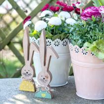 Artikel Glad kanin dekoration, forår, påskehare par, træ dekoration til at sætte H19cm 6 stk.