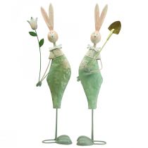 Forårsdekoration kaniner lavet af metal par kaniner H48cm