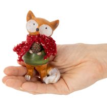 Artikel Dekorativ ræv med tørklæde og kogle, 10 cm, 2 stk.