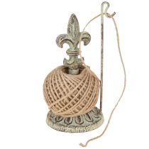 Artikel Antik dekorativ metal trådspoleholder med lilje og jute 20,5 cm