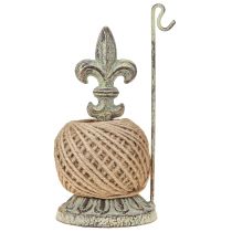 Artikel Antik dekorativ metal trådspoleholder med lilje og jute 20,5 cm