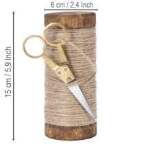 Artikel Garnspole med dekorativ saks Ø6,5 cm H15 cm 2 stk. Vintage stil
