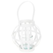Artikel Havelanterne, metal og glas, hængende lysestage, hvid, Ø18,5 cm