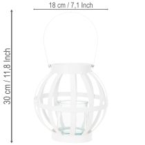Artikel Havelanterne, metal og glas, hængende lysestage, hvid, Ø18,5 cm