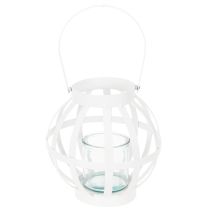 Artikel Havelanterne, metal og glas, hængende lysestage, hvid, Ø18,5 cm