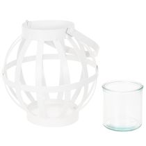 Artikel Havelanterne, metal og glas, hængende lysestage, hvid, Ø18,5 cm