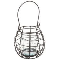 Artikel Havelanterne, sort metal med vindlys, Ø14 cm H12,5 cm