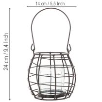Artikel Havelanterne, sort metal med vindlys, Ø14 cm H12,5 cm