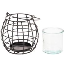 Artikel Havelanterne, sort metal med vindlys, Ø14 cm H12,5 cm