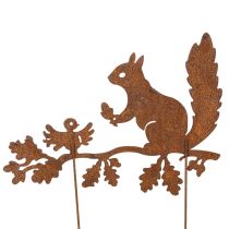 Artikel Havepæle egern på gren, forvitret metal, 42 cm høj, 3 stk.