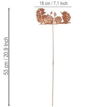 Artikel Havepæl med pindsvinmotiv, rustdekoration til sommer og efterår, 53 cm