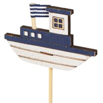 Artikel Garden Stake Maritime Træflip Flops Båd Blå Hvid 8cm 12 stk