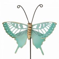 Havespil metal sommerfugl turkis guld 12×10/46cm