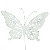 Havepæle metal sommerfugl hvid 14×12,5/52cm 2stk