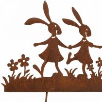 Havepæl rust påske, blomsterpæl kanin metal B40cm