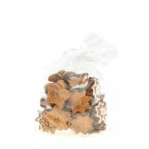 Artikel Julekager med pynt i stjerneform, 24 stk., festlige borddekorationer i stjerneform, flormelis-look, dekorative stjerner polyresin ca. 6 cm