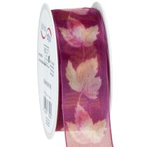 Artikel Gavebånd ahorn blade lilla bånd efterår 40mm 15m