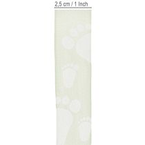 Artikel Gavebånd babyfødder dekoration dåbsgrøn 25mm 16m