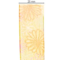 Artikel Gavebånd, blomsterorganzabånd, gul/orange, 25 mm x 18 m