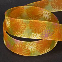 Artikel Gavebånd, blomsterorganzabånd, gul/orange, 25 mm x 18 m