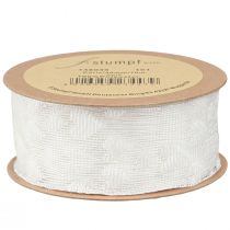 Artikel Gavebånd hjerter mesh bånd hvid glitter 40mm 10m