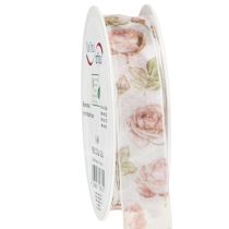 Artikel Gavebånd roser organzabånd med blomster 25mm 20m