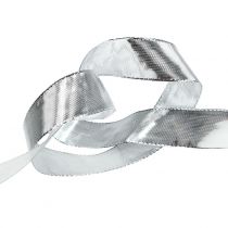 Gavebånd sølv med trådkant 25m