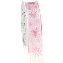 Artikel Gavebånd stjerner Julebånd pink 25mm 20m