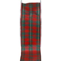 Gavebånd skotsk ternet pyntebånd rød grøn 40mm 15m