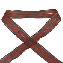 Gavebånd skotsk ternet pyntebånd rød grøn 40mm 15m