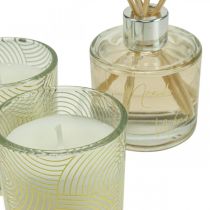 Gavesæt rumduft duftlys i glas vanilje duft