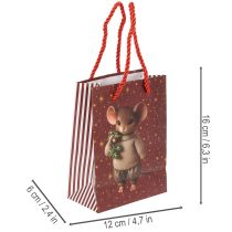 Artikel Julegavepose med musemotiv, 16 cm, 2 stk.