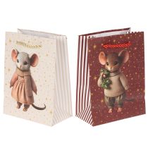 Artikel Julegavepose med musemotiv, 16 cm, 2 stk.