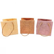 Artikel Gaveposer vævet med hanke vanilje orange pink 10,5cm 12 stk