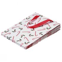 Artikel Julegavepose med hanke rød hvid 24×18×8cm 4stk