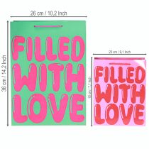 Artikel Gavepose med hanke “Fyldt med kærlighed” H36/23cm sæt med 2