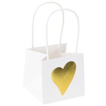 Artikel Gaveposer med hanke hvidguld papir 8,5×8,5×8cm 12 stk