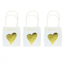 Artikel Gaveposer med hanke hvidguld papir 8,5×8,5×8cm 12 stk