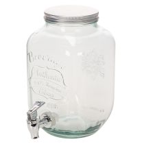 Artikel Drikkedispenser i glas med tappehane og 4 drikkeglas, H25,5 cm