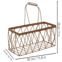 Artikel Trådkurv, metal, rustlook, 28x13,5x14 cm, 2 stk.